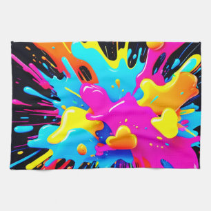 Neon Färg Stänk Art Kökshandduk