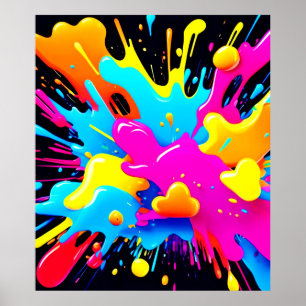 Neon Färg Stänk Art Poster