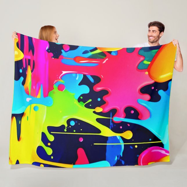 Neon Färg Stänk Dropp Kaos Fleecefilt (På plats)