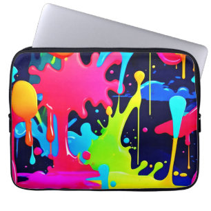 Neon Färg Stänk Dropp Kaos Laptop Fodral