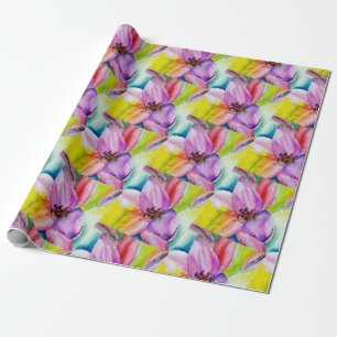 Neon Färgad Lily Flower Presentpapper