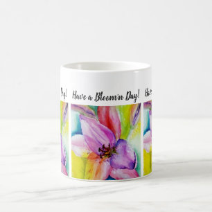 Neon Färgad Lily Watercolor Flower Kaffemugg
