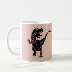Neon Färgad Tyrannosaurus Rex Dinosaur Kaffemugg