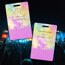 Neon Färgglad Namn VIP All Tillträdes Pass Konsert