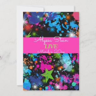 Neon, färgplatter, Bat mitzvah inbjudan