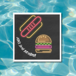 Neon Fast Food Monogram Namn Vibrant Pappersservett