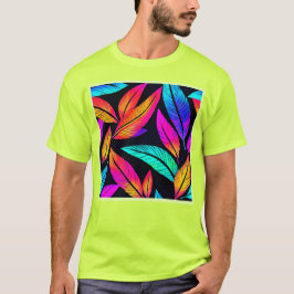 Neon Feather Mönster Vibrant Art T Shirt