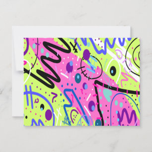 Neon Feelings Abstrakt Art Vykort