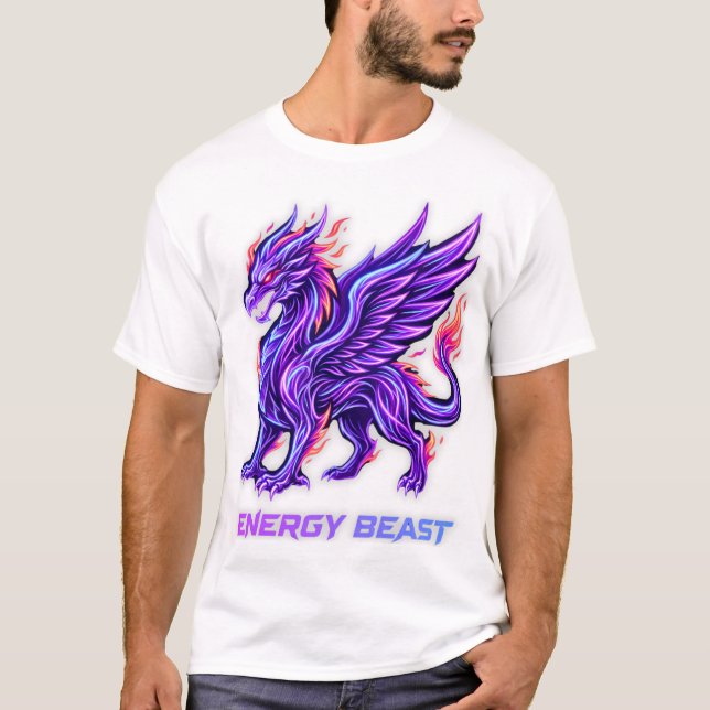 Neon Fenix Energi Odjur Lila Eld  T Shirt (Framsida)