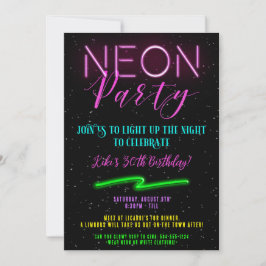Neon-fest-inbjudningar, Neon-inbjudningar Inbjudningar