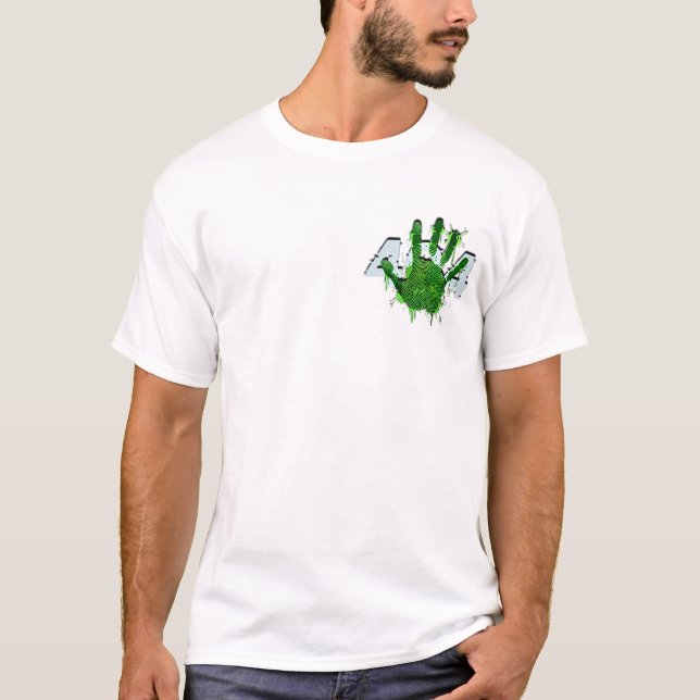 Neon Fingerprint & Handprint Splash 2026 T Shirt (Framsida)