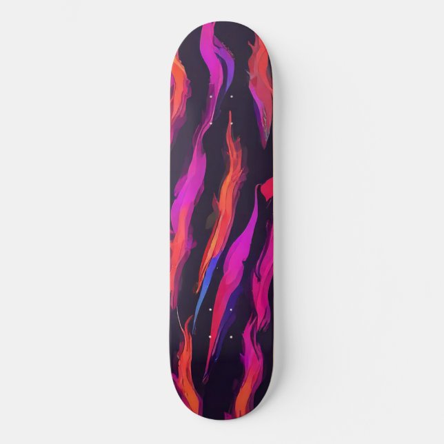 Neon Fire Flame Mini Skateboard Bräda 18,5 Cm (Framsida)