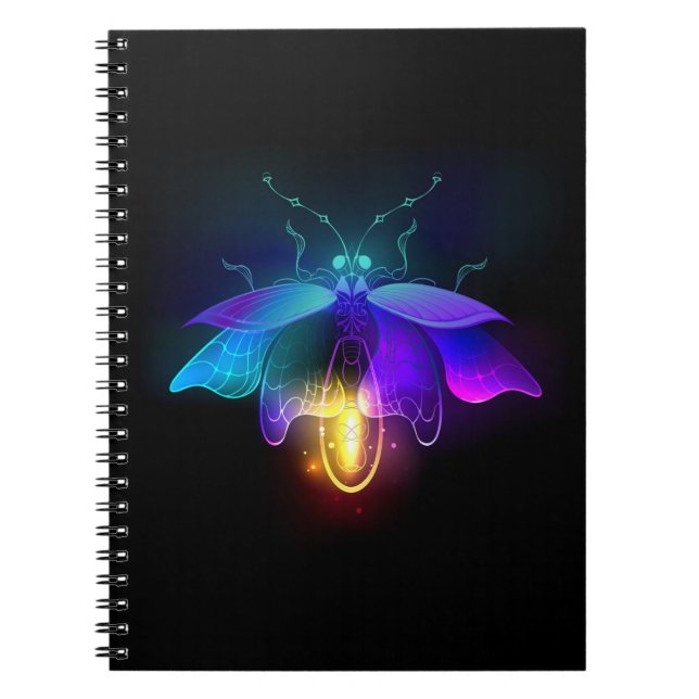 Neon Firefly på svart Anteckningsbok (Framsidan)