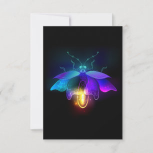 Neon Firefly på svart Anteckningskort