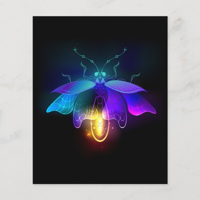 Neon Firefly på svart Flygblad (Framsidan)