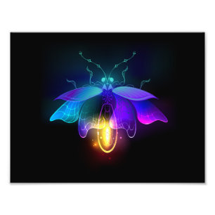 Neon Firefly på svart Fototryck