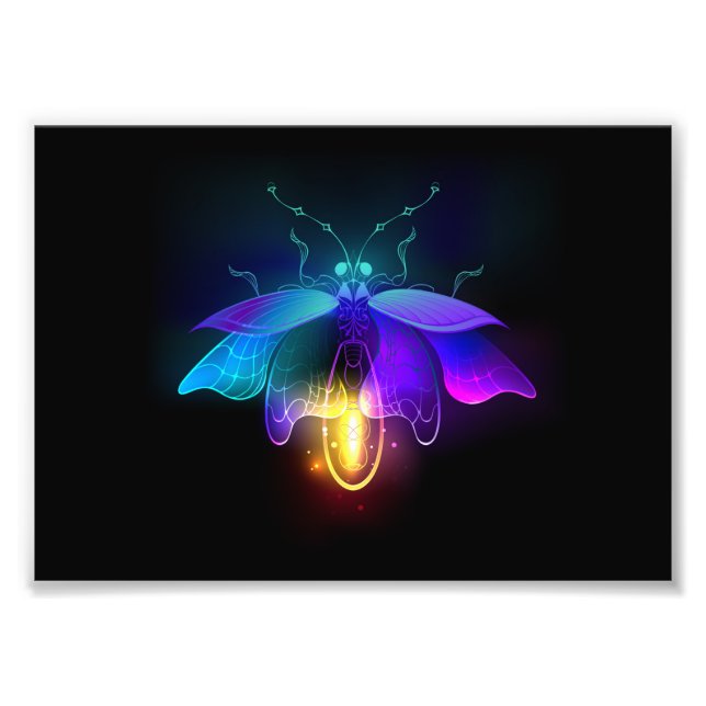 Neon Firefly på svart Fototryck (Framsidan)