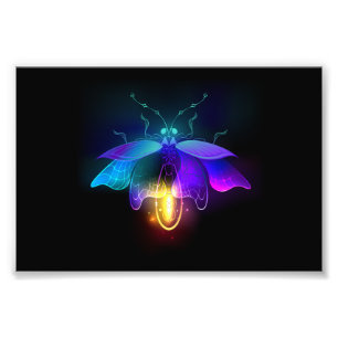 Neon Firefly på svart Fototryck