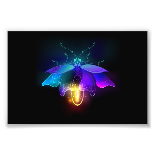 Neon Firefly på svart Fototryck (Framsidan)