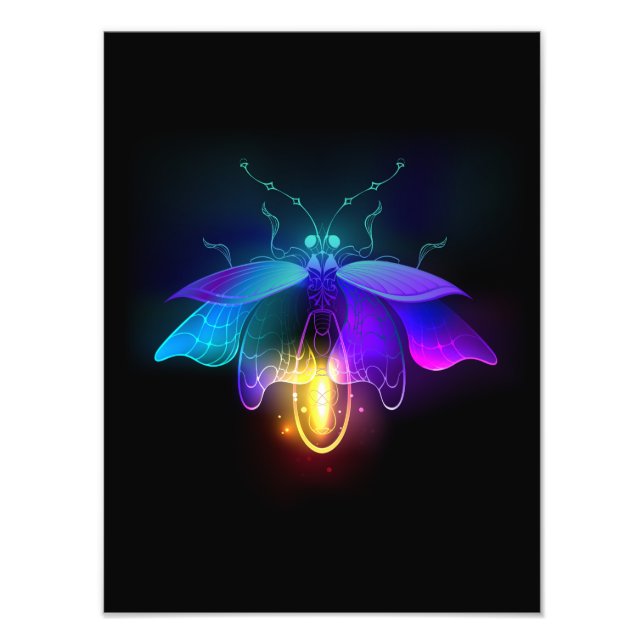 Neon Firefly på svart Fototryck (Framsidan)