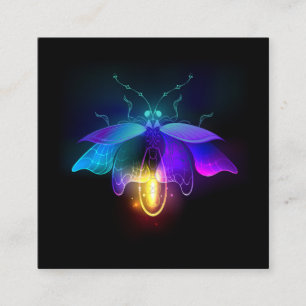 Neon Firefly på svart Fyrkantigt Visitkort