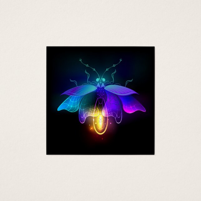 Neon Firefly på svart Fyrkantigt Visitkort (Framsida)