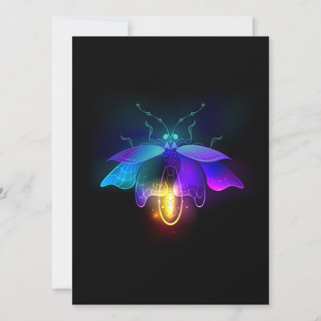 Neon Firefly på svart Inbjudningar (Framsida)
