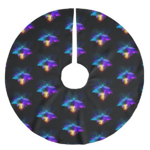 Neon Firefly på svart Julgransmatta Borstad Polyester