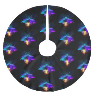 Neon Firefly på svart Julgransmatta Borstad Polyester