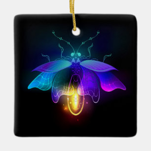 Neon Firefly på svart Julgransprydnad Keramik