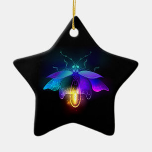 Neon Firefly på svart Julgransprydnad Keramik