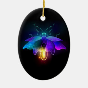 Neon Firefly på svart Julgransprydnad Keramik