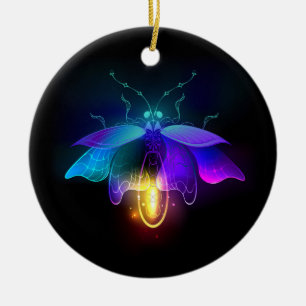 Neon Firefly på svart Julgransprydnad Keramik