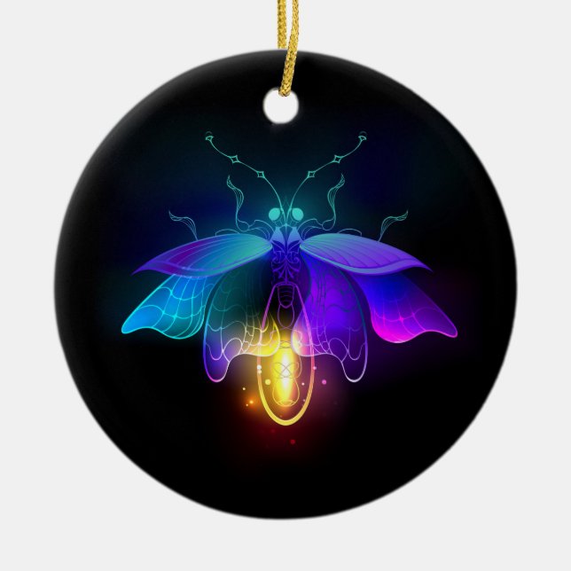 Neon Firefly på svart Julgransprydnad Keramik (Framsidan)