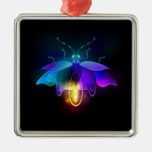 Neon Firefly på svart Julgransprydnad Metall