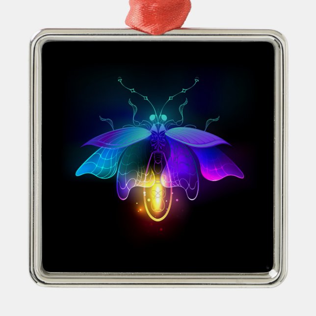 Neon Firefly på svart Julgransprydnad Metall (Framsidan)
