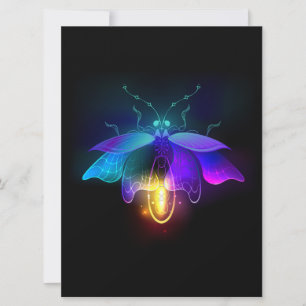 Neon Firefly på svart Julkort