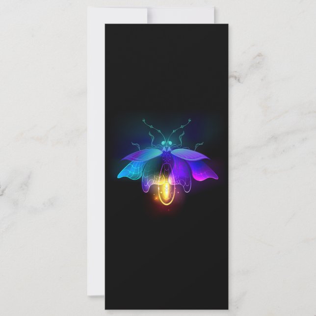 Neon Firefly på svart Julkort (Framsida)