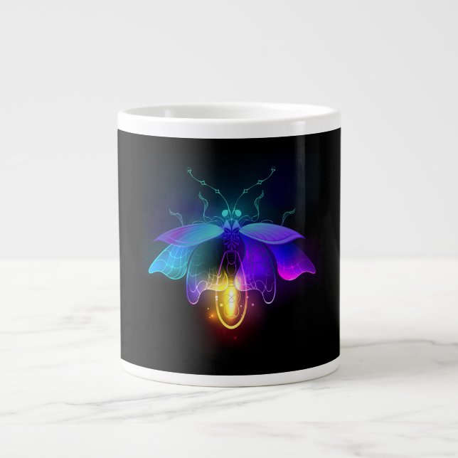 Neon Firefly på svart Jumbo Mugg (Framsidan)