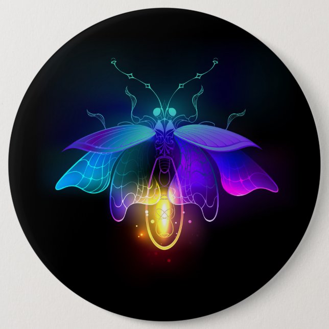Neon Firefly på svart Knapp (Framsida)