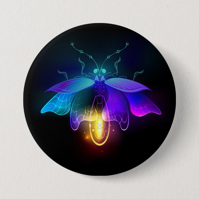 Neon Firefly på svart Knapp (Framsida)