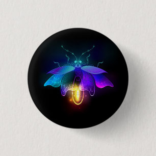 Neon Firefly på svart Knapp
