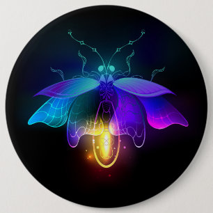 Neon Firefly på svart Knapp