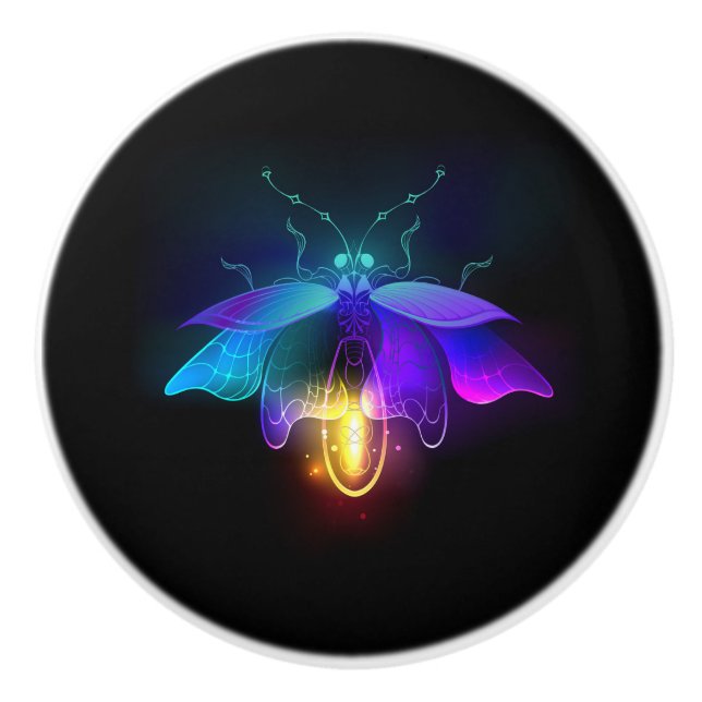 Neon Firefly på svart Knopp (Framsidan)