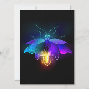 Neon Firefly på svart Kort
