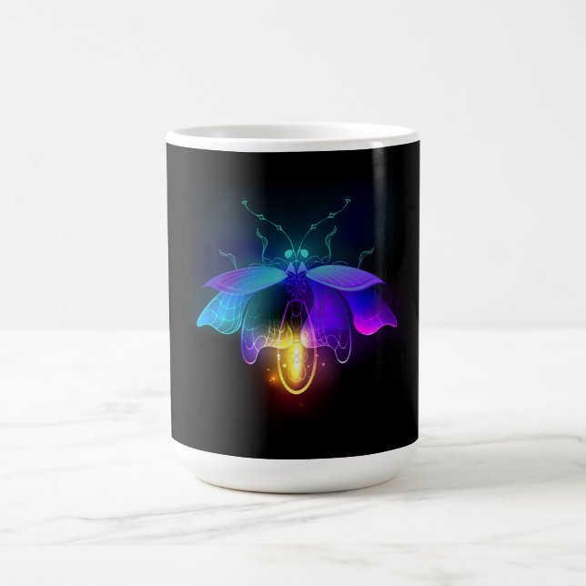 Neon Firefly på svart Magisk Mugg (Center)