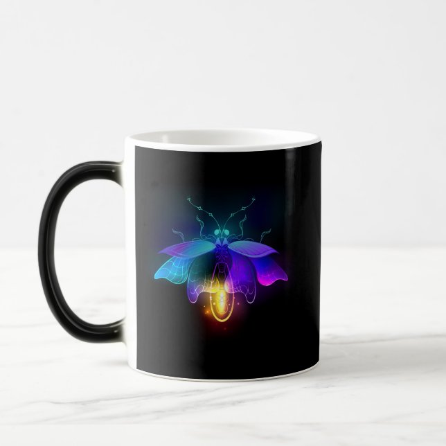 Neon Firefly på svart Magisk Mugg (Vänster)