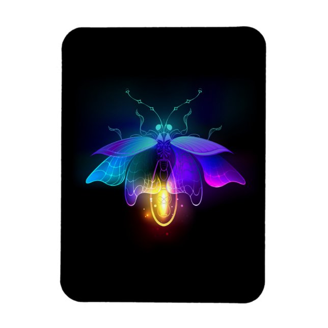 Neon Firefly på svart Magnet (Vertikal)