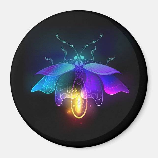 Neon Firefly på svart Magnet (Framsidan)