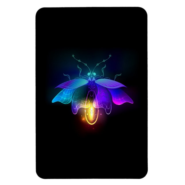 Neon Firefly på svart Magnet (Vertikal)